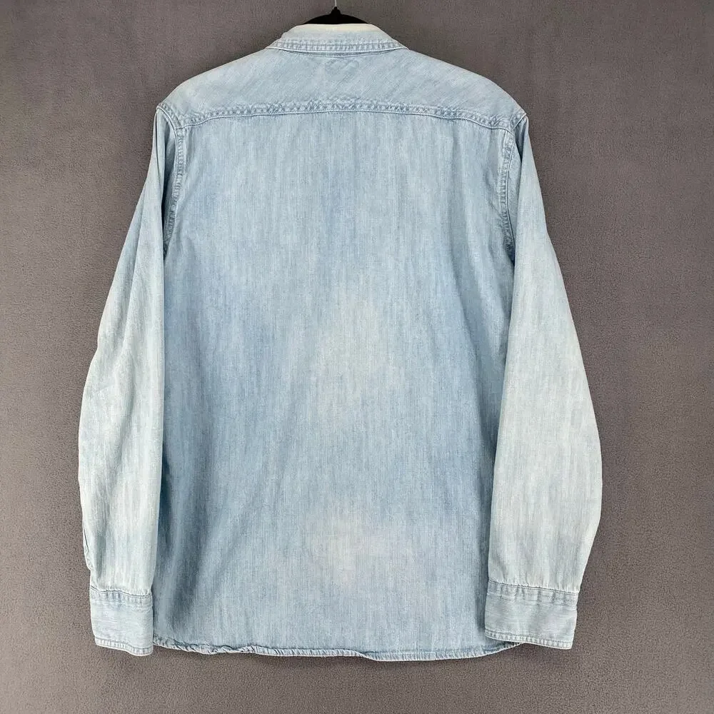 Levis Western Boho Long‎ Sleeve Button Down Mens? Unisex L Faded Light Blue Wash